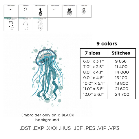 Jellyfish, embroidery design