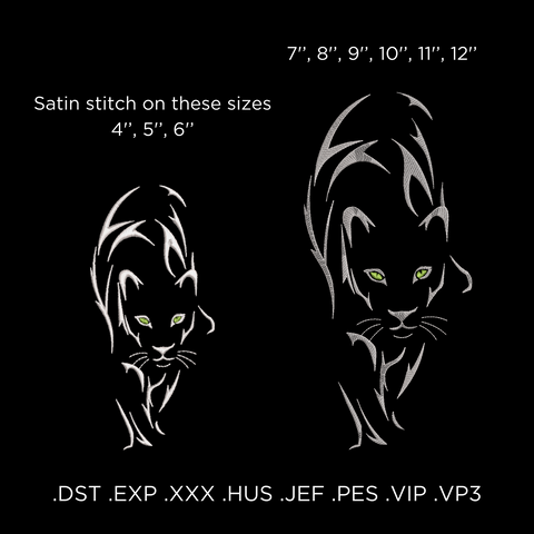 Panther in the Dark, machine embroidery design