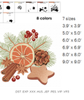 Christmas gingerbread, orange and branch, machine embroidery design