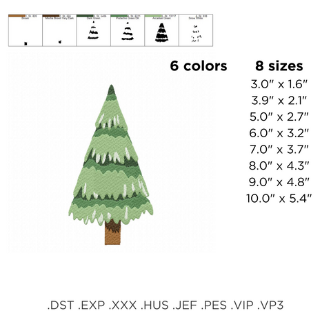 machine embroidery design Christmas tree watercolor