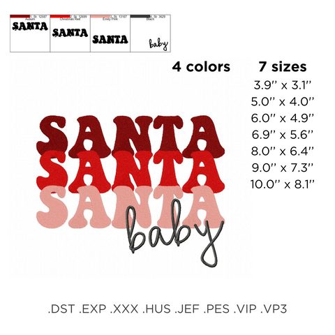 Santa Baby Christmas machine embroidery design