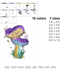 Magic Mushroom with Fireflies machine embroidery design