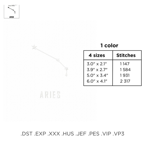 Constellation Aries, machine embroidery design