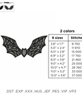 Bat is lace, machine embroidery design