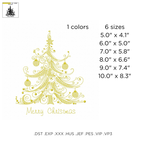 machine embroidery design Christmas tree outline