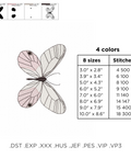 Pink transparent Butterfly, machine embroidery design