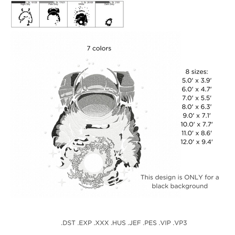 NASA Emblem Astronaut, machine embroidery design