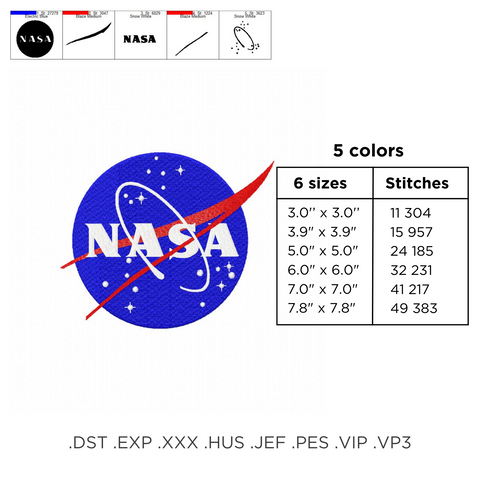 NASA Emblem, machine embroidery design