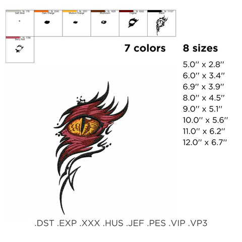 Dragon's eye abstraction machine embroidery design