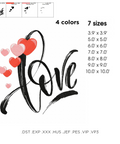 Love, machine embroidery design