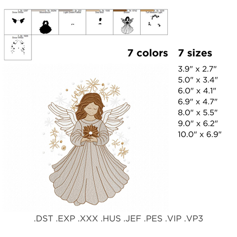 Christmas Angel, machine embroidery design