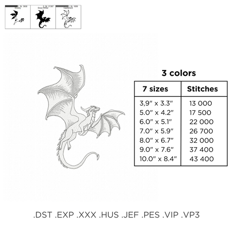 Flying Dragon, machine embroidery design