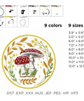 A fly agaric in hoops, machine embroidery design