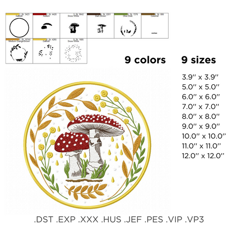 A fly agaric in hoops, machine embroidery design