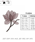 ransparent magnolia, machine embroidery design