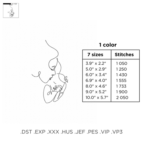 Mother and Baby outline, machine embroidery design