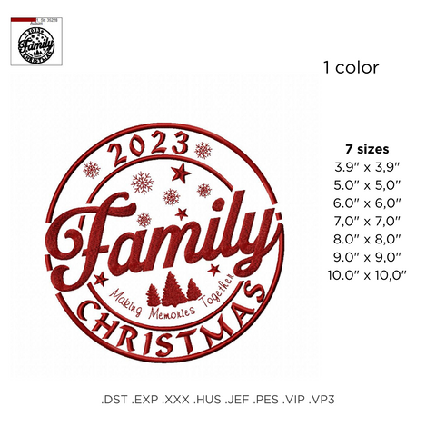 machine embroidery design Christmas family