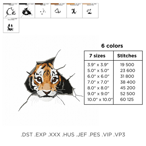 Baby Tiger, machine embroidery design