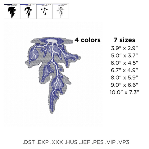 Lightning, machine embroidery design.