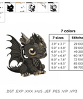 Cute Baby Dragon, machine embroidery design