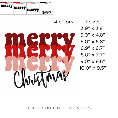 machine embroidery design Merry Christmas