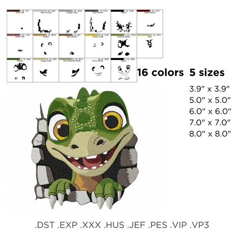 Cute Little T-Rex, machine embroidery design