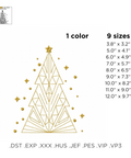 Christmas geometric Tree Machine Embroidery Design