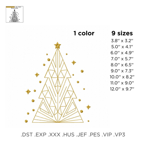 Christmas geometric Tree Machine Embroidery Design