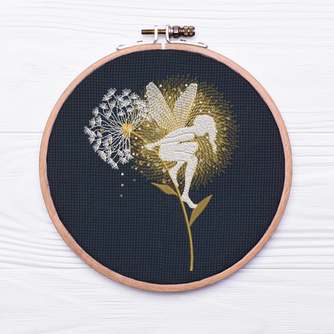 Magic fairy on a dandelion, Machine embroidery design