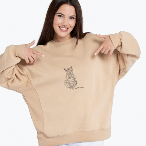 The cat is woven with threads, machine embroidery design