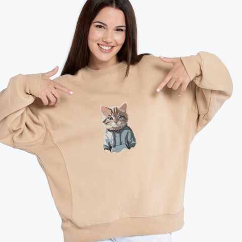 The Cat in a Sweatshirt, machine embroidery design