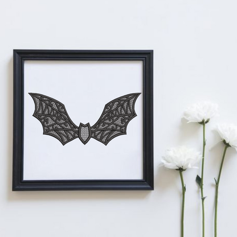 Bat is lace, machine embroidery design