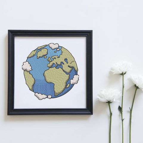 Planet Earth, machine embroidery design