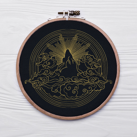 Mountains and Sun, machine embroidery design