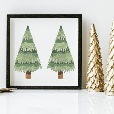 machine embroidery design Christmas tree watercolor