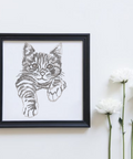 Cat on a white background, machine embroidery design