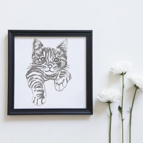 Cat on a white background, machine embroidery design