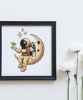 The astronaut on the moon, embroidery design