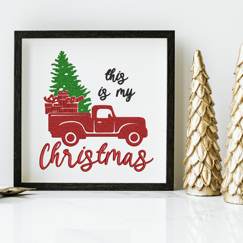 machine embroidery design Christmas tree in the car This is my Christmas