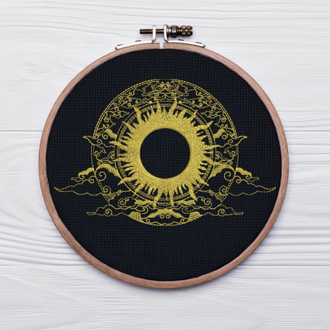 Sun and Clouds, machine embroidery design