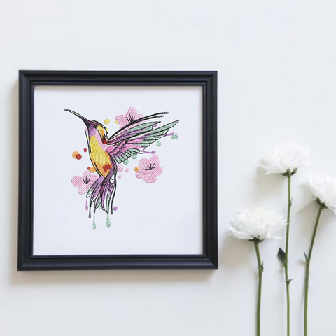 Hummingbird watercolor - Hoop&Stitch