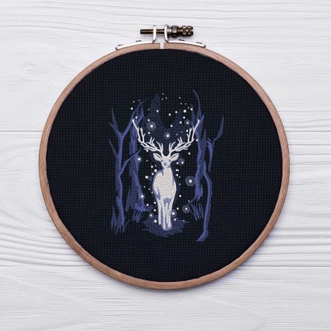 Deer in the Dark, machine embroidery design