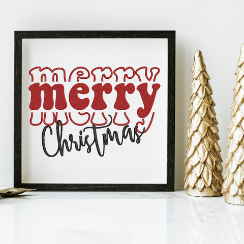 Merry Christmas machine embroidery design. 