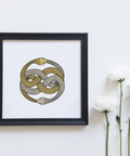 The amulet from the book The Neverending Story. Amulet Woven Snakes digital machine embroidery