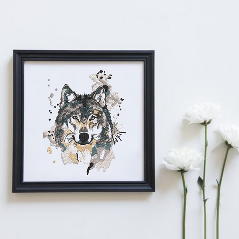 Wolf Watercolor, machine embroidery design