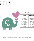 Elephants in Love, machine embroidery design