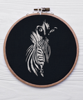 Zebra on Black Background - Hoop&Stitch