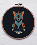 Cat under the moon, machine embroidery design