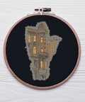 House at dusk machine embroidery design