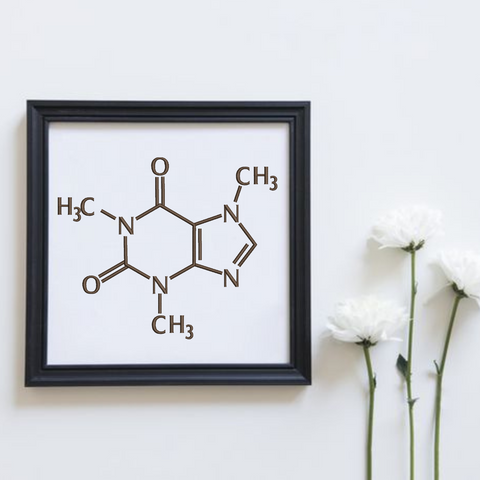 Caffeine Molecule, digital machine embroidery